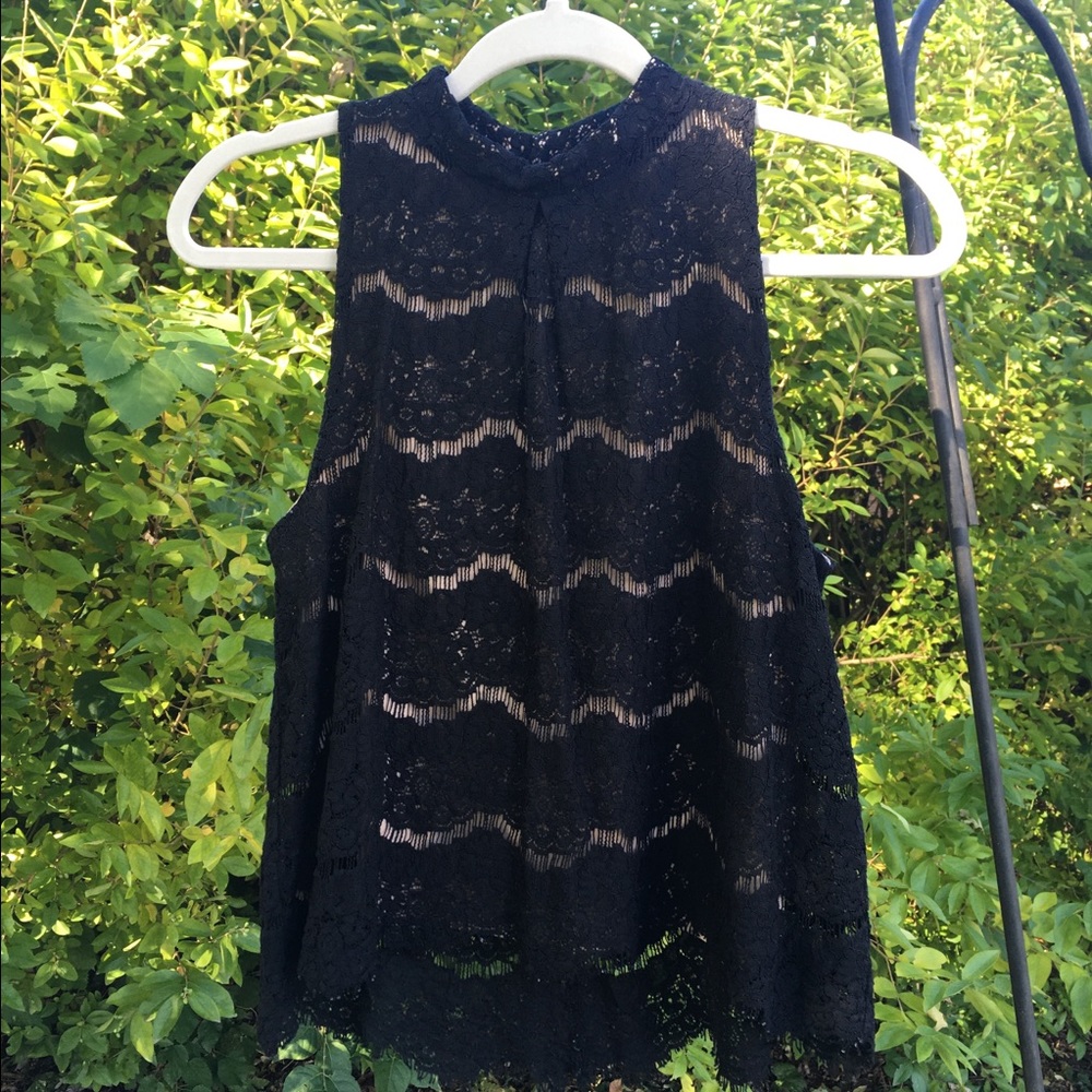 Love, FIRE black lace sleeveless blouse, tank M
